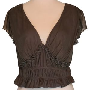 NWT Gypsies & Moondust size L ( Juniors) olive green top